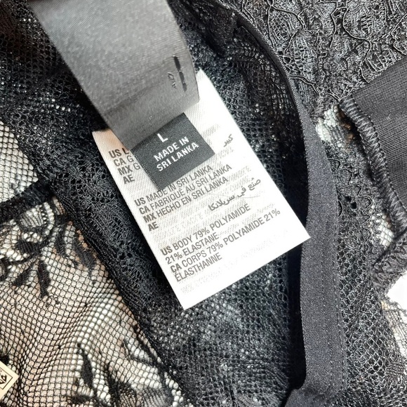 INC Intimates Underwire Lace Bra & High Waist Lace Thong Deep Black Large New - Picture 13 of 13